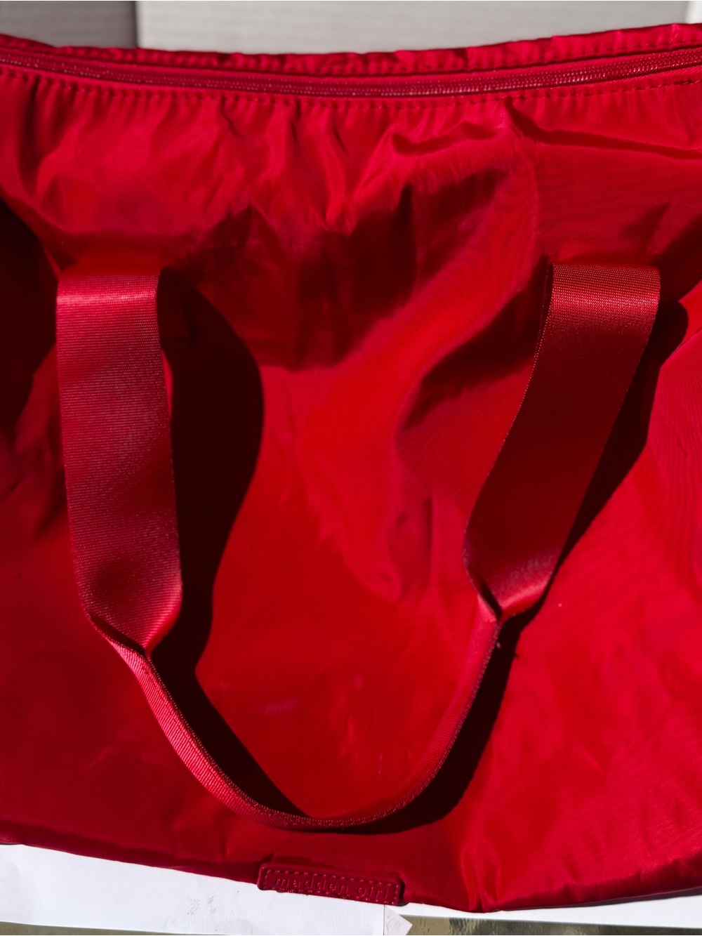 Madden Girl Red Nylon Tote with Satin Handles